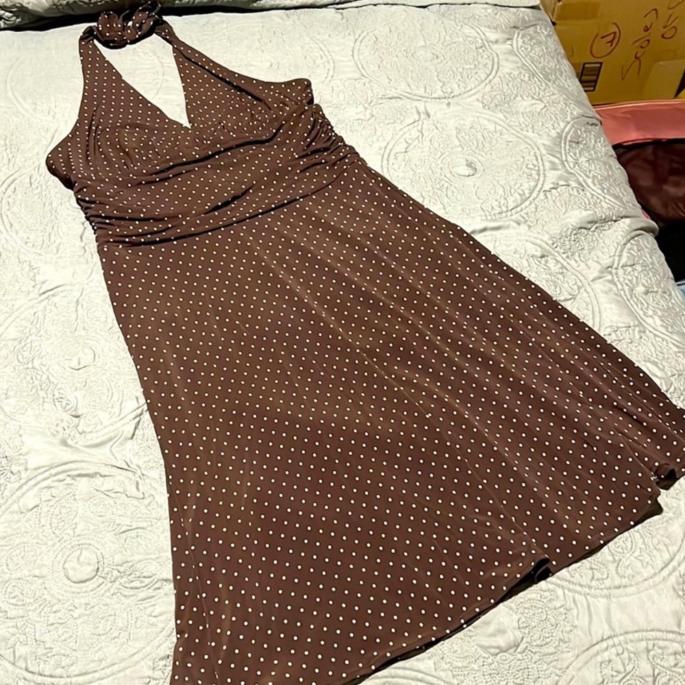 Vintage BCBG Polka Dot Halter Sundress